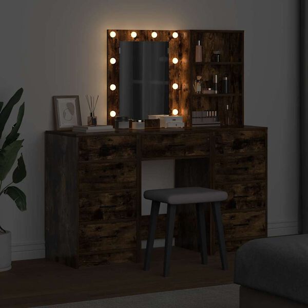 vidaXL Schminktisch 3 pcs Braun 40 x 41 x 135 cm Holzwerkstoff