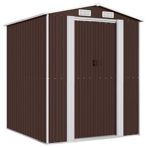 vidaXL Ger&auml;teschuppen Dunkelbraun 192x191x223 cm Verzinkter Stahl