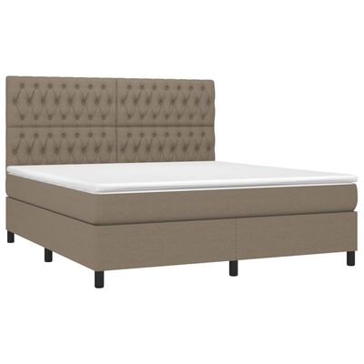 vidaXL Boxspringbett mit Matratze & LED Taupe 180x200 cm Stoff