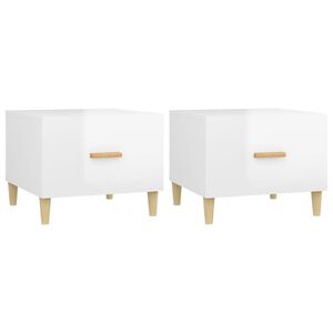 vidaXL Couchtische 2 Stk. Hochglanz-Wei&szlig; 50x50x40 cm Holzwerkstoff