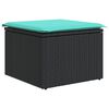 vidaXL 10-teiliges Gartensofa-Set mit Kissen, schwarzes Polyrattan