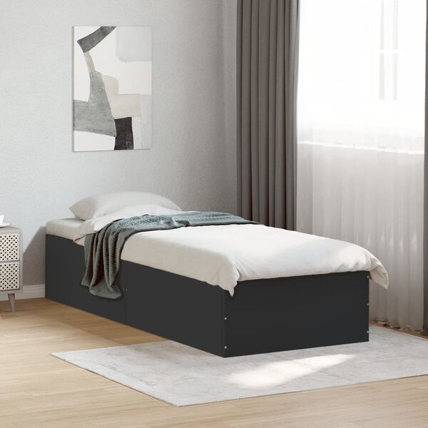 vidaXL Bettgestell Schwarz 90x200 cm Holzwerkstoff