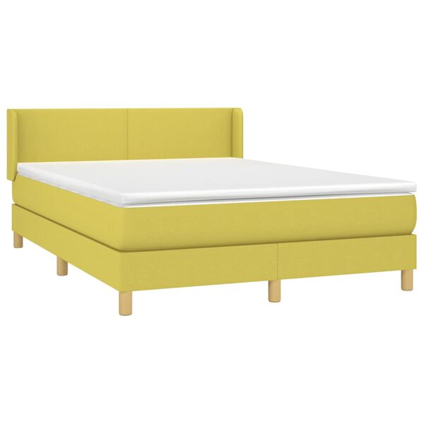 vidaXL Boxspringbett mit Matratze Gr&uuml;n 140x200 cm Stoff