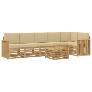 vidaXL Outdoor-Sofagarnitur 7 stk. Wei&szlig; und Beige Polyester