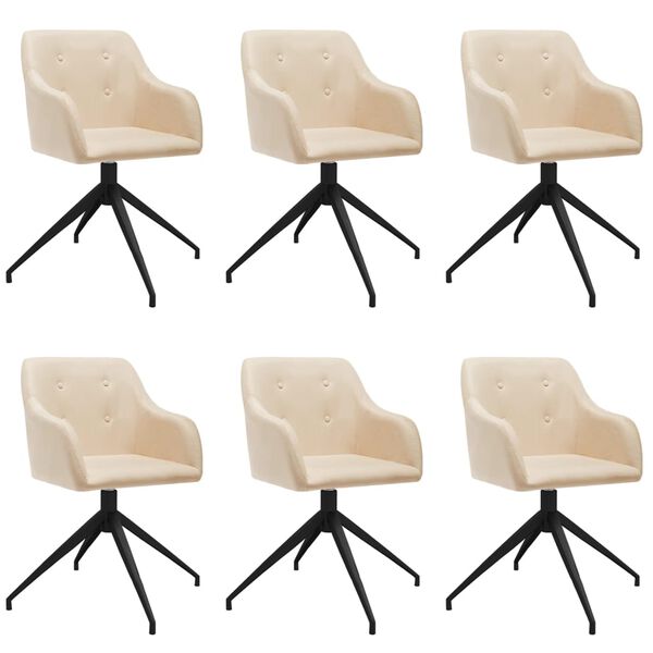 vidaXL Esszimmerst&uuml;hle 6 Stk. Drehbar Creme Stoff
