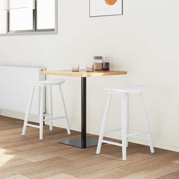 vidaXL Esszimmerst&uuml;hle 2 pcs Wei&szlig; 46 x 37 x 63 cm Massives Gummiholz