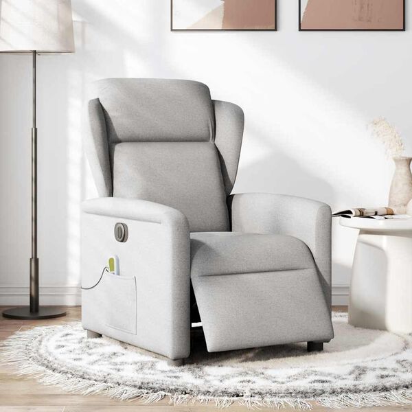 vidaXL Massagesessel Elektrisch Wolkengrau Stoff