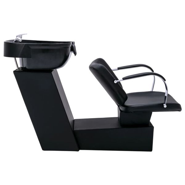 vidaXL Friseurstuhl mit Waschbecken Schwarz 137x59x82 cm Kunstleder