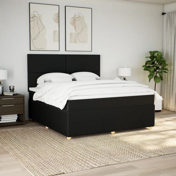 vidaXL Boxspringbett mit Matratze Schwarz 180x200 cm Stoff