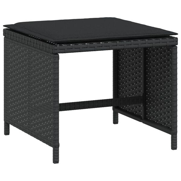vidaXL Gartenhocker mit Kissen 4 Stk. Schwarz 40x40x35 cm Poly Rattan