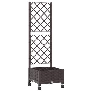 vidaXL Pflanzk&uuml;bel mit Spalier und R&auml;dern Braun 40 x 40 x 131,5 cm PP