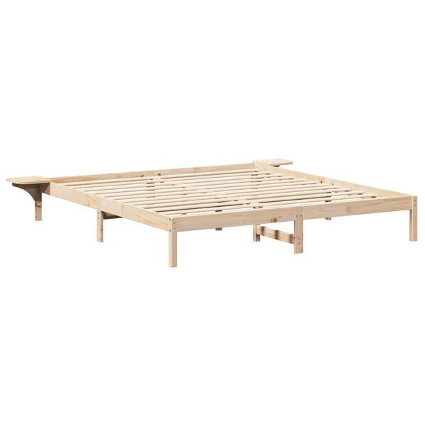 vidaXL Bettrahmen Natur 200 x 200 cm Massives Kiefernholz