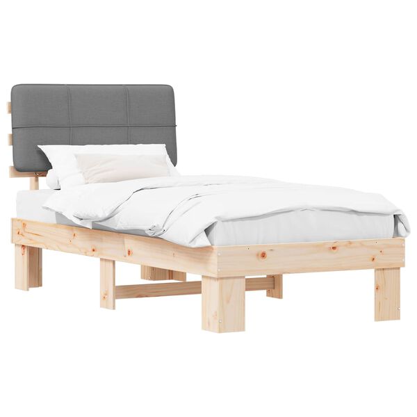 vidaXL Bettgestell mit gepolstertem Kopfteil Hellgrau 90 x 200 cm
