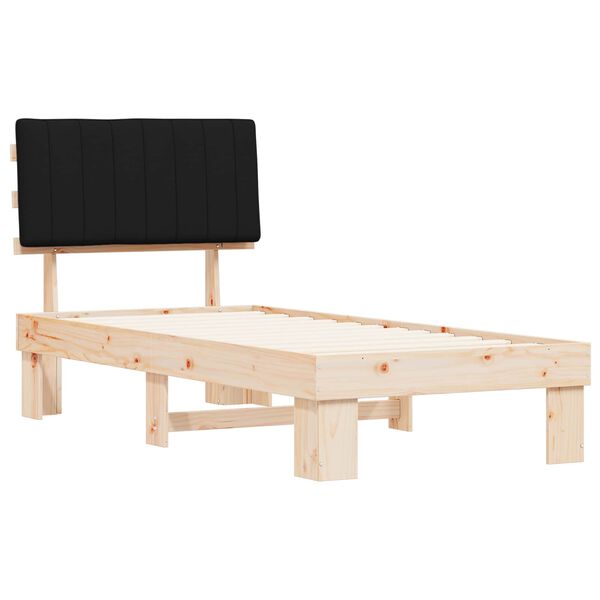 vidaXL Bettgestell mit gepolstertem Kopfteil Schwarz 90 x 190 cm