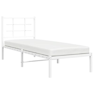 vidaXL Metallbett ohne Matratze mit Kopfteil Weiß 75x190 cm