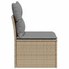 vidaXL Gartensofa ohne Armlehnen mit Kissen Beige Poly Rattan