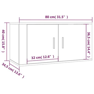 vidaXL TV-Wandschränke 2 Stk. Betongrau 80x34,5x40 cm