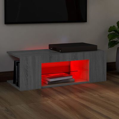 vidaXL TV-Schrank mit LED-Leuchten Grau Sonoma 90x39x30 cm