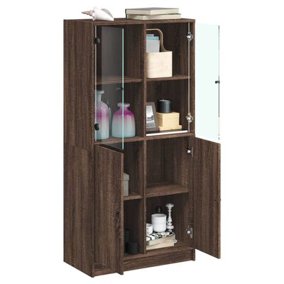 vidaXL Highboard mit Türen Braun Eiche-Optik 68x37x142cm Holzwerkstoff