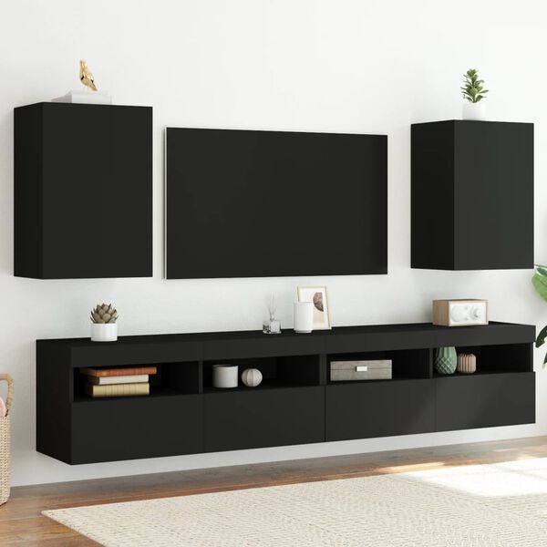 vidaXL TV-Wandschr&auml;nke 2 Stk. Schwarz 40,5x30x60 cm Holzwerkstoff