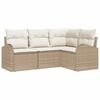 vidaXL Gartensofa-set mit Kissen 4 pcs Beige und Wei&szlig; Poly-Rattan