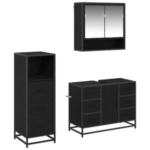 vidaXL Badezimmerm&ouml;bel-Set 3 stk. Schwarz Eichen-Optik 80 x 33 x 60 cm