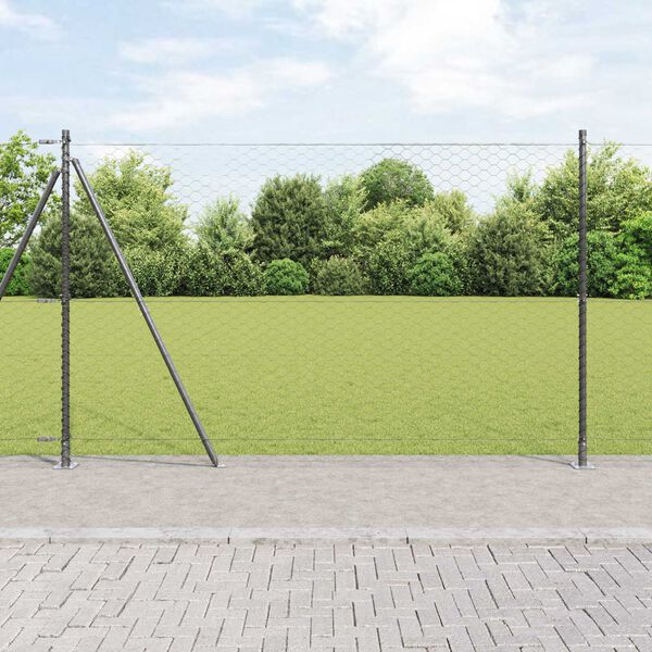 vidaXL Zaunpfosten Grau 100 x 1,5 m (50 mm Maschenweite) Stahl und PVC