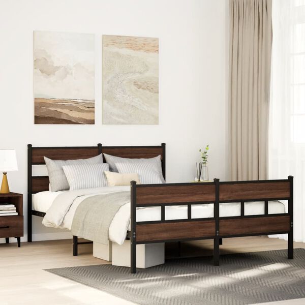 vidaXL Bettgestell ohne Matratze mit Kopf- und Fu&szlig;teil 140x190 cm