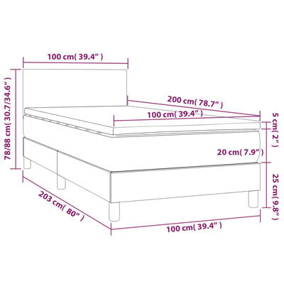 vidaXL Boxspringbett Matratze Cappuccino-Braun 100x200cm Kunstleder