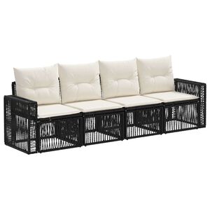 vidaXL Gartensofa-set 4 stk. Schwarz und Cremewei&szlig; Poly-Rattan