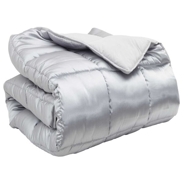 vidaXL Winterbettdecke Silber 220 x 140 cm Satin und Mikrofaser