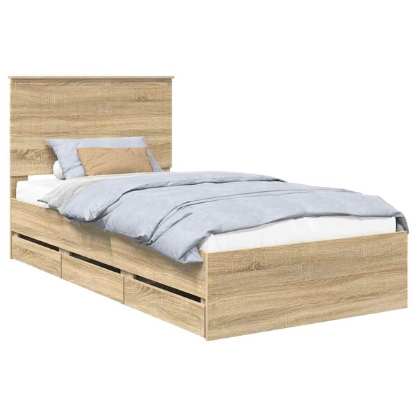 vidaXL Bettrahmen Sonoma-Eiche 100 x 200 cm Ingenieurs Holz