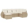 vidaXL 6-tlg. Garten-Sofagarnitur mit Kissen Beige Poly Rattan
