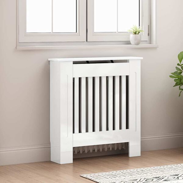 vidaXL Heizk&ouml;rperabdeckung Hochglanz Wei&szlig; 78 x 19 x 81,5 cm