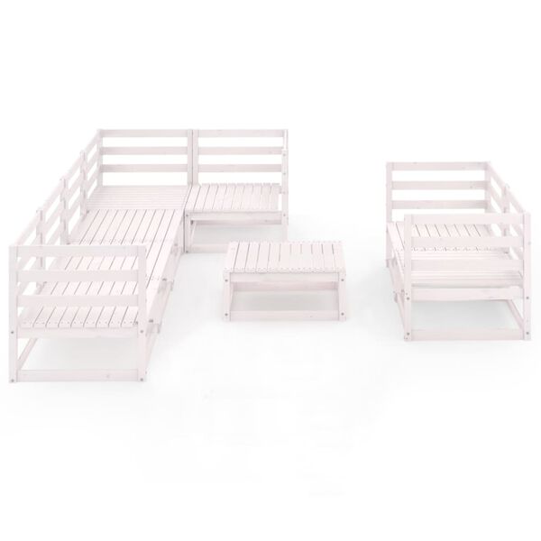 vidaXL 8-tlg. Garten-Lounge-Set Wei&szlig; Massivholz Kiefer