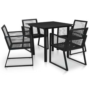 vidaXL 5-tlg. Garten-Essgruppe PVC Rattan Schwarz