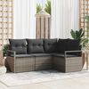 vidaXL Sofa Set mit Kissen mit Speicher 4 pcs Grau Poly-Rattan