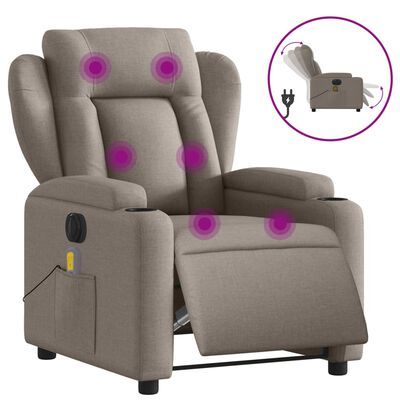 vidaXL Massagesessel Elektrisch Taupe Stoff