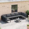 vidaXL Gartensofa-set mit Kissen 7 pcs Schwarz Stahl