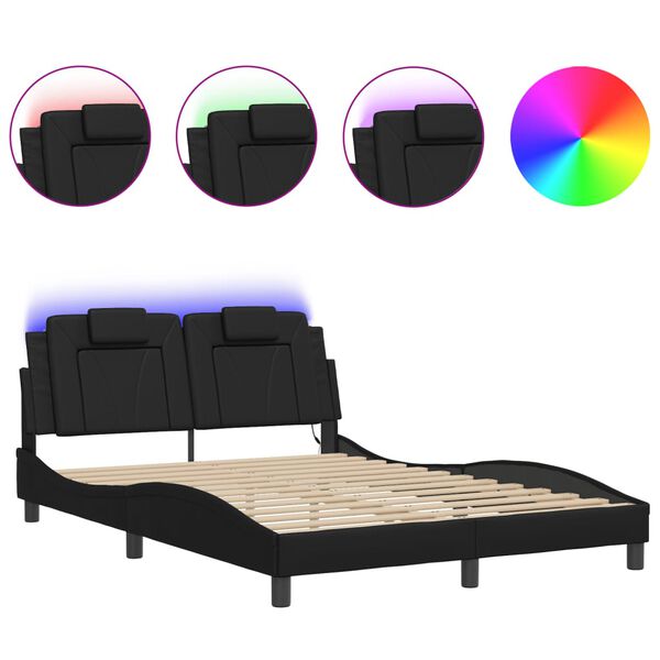 vidaXL Bettgestell "Viana" mit LED ohne Matratze Schwarz 120x200 cm