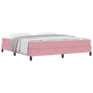 vidaXL Boxspringbett mit Matratze Rosa 180 x 210 cm Stoff