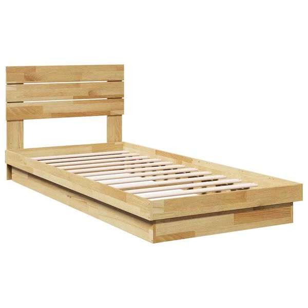 vidaXL Massivholzbett mit Kopfteil ohne Matratze 90x190 cm Eichenholz
