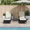 vidaXL Sonnenliege mit Kissen 3 pcs Schwarz und Cremewei&szlig; Poly-Rattan