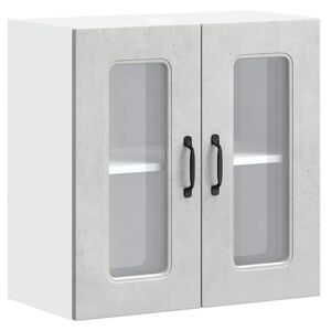vidaXL K&uuml;chen-H&auml;ngeschrank mit Glast&uuml;r Kalmar Betongrau Holzwerkstoff