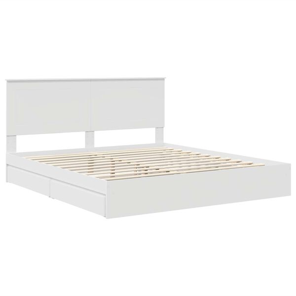 vidaXL Aufbewahrungsbett mit Kopfteil Wei&szlig; 200 x 200 cm Holzwerkstoff