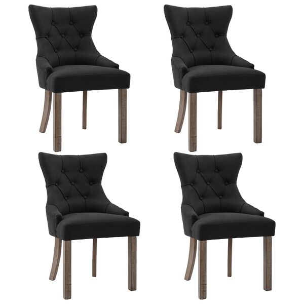 vidaXL Esszimmerst&uuml;hle 4 Stk. Schwarz Stoff