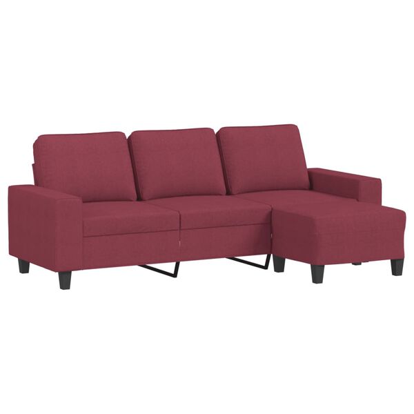 vidaXL 3-Sitzer-Sofa mit Hocker Weinrot 180 cm Stoff