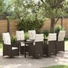 vidaXL Garten Essgruppe mit Kissen 7 pcs Braun Poly Rattan