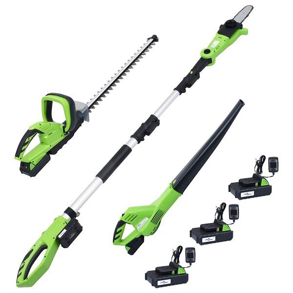 vidaXL 3-tlg. Akku-Gartenger&auml;t-Set mit Ladeger&auml;ten & Akkus
