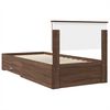 vidaXL Bettrahmen Braune Eiche und Silber 90 x 190 cm Holzwerkstoff